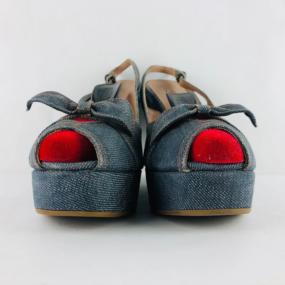 👋🏾SOLD👋🏾authentic ALAÏA blue demim wrapped platform wedges - Picture 8 of 8